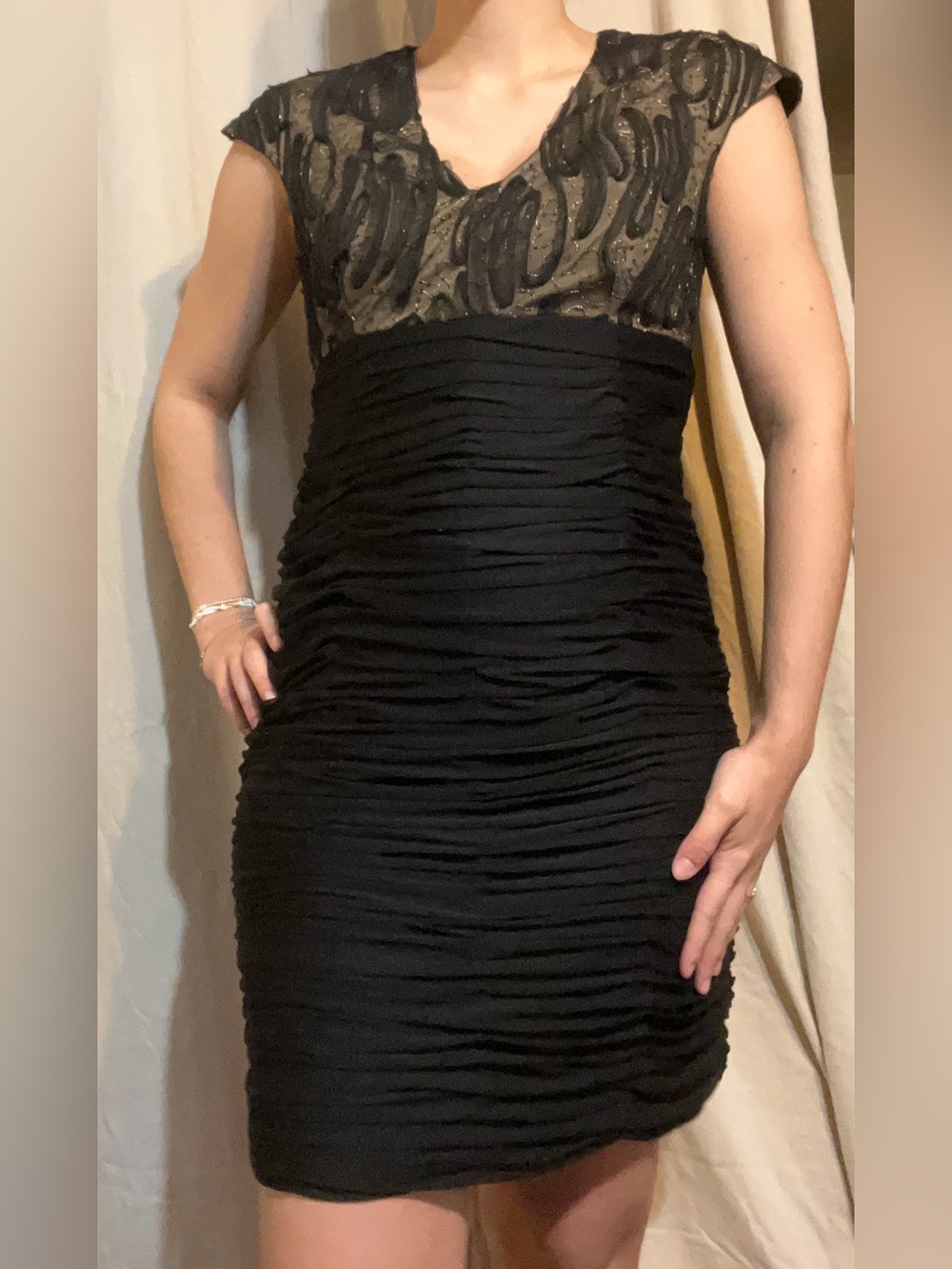 Y2K Ruched Cocktail Dress with Lace Bodice